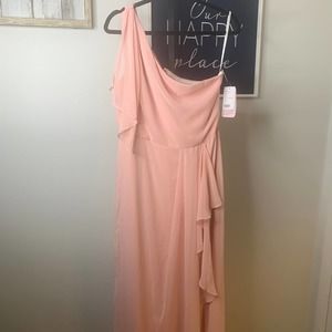 After‎ Six Womens Dress Size 14R Pink Chiffon Ruffle One Shoulder Bridesmaid NWT